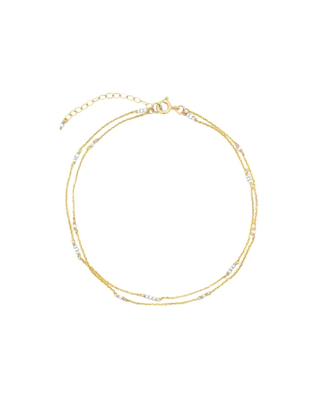 Two Row Pearl Station Anklet sold by Blue Ruby