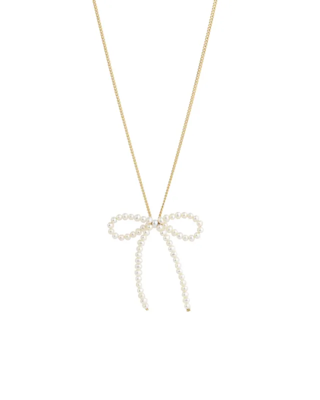 Pearl Bow Curb Chain Necklace sold by Blue Ruby