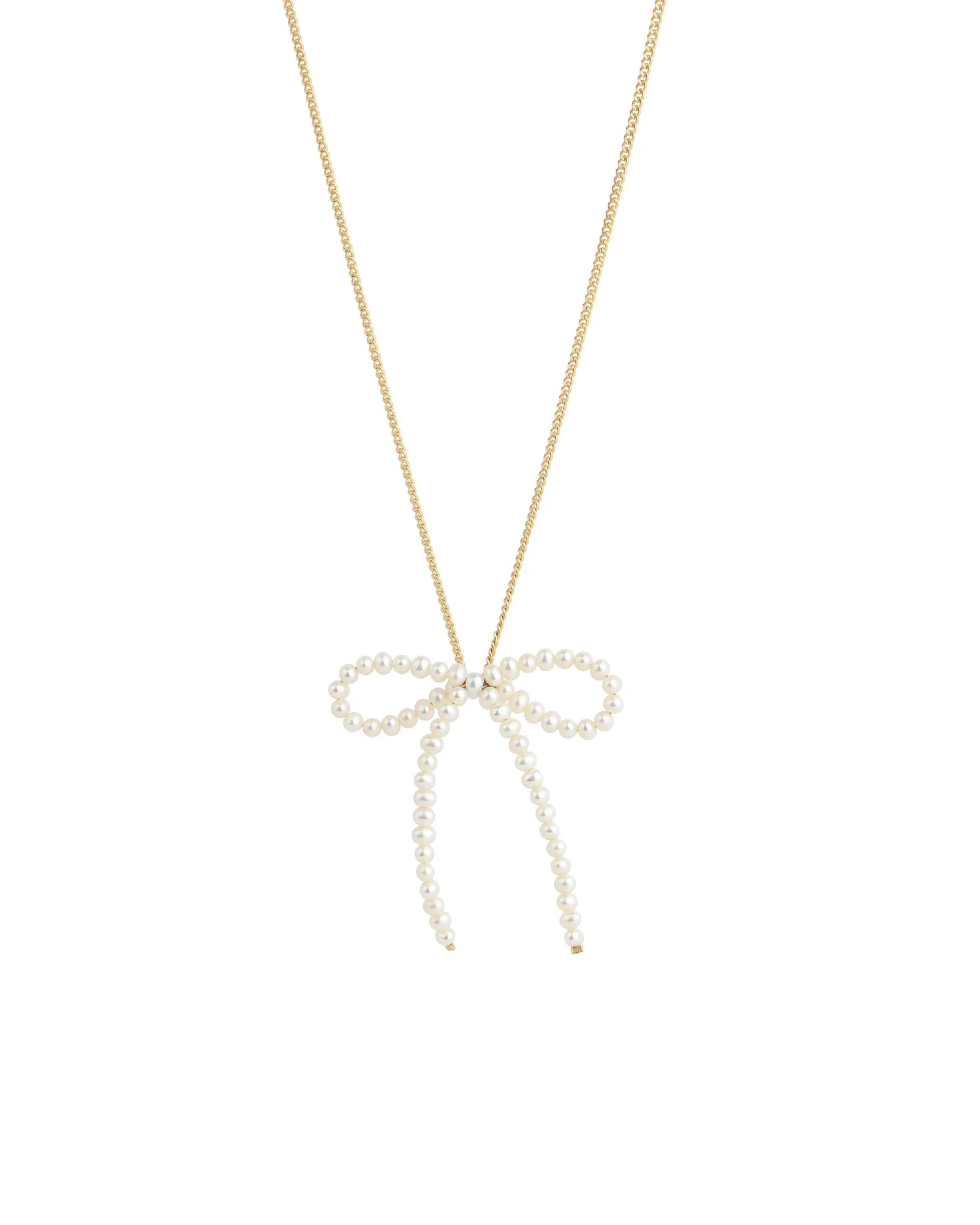 Pearl Bow Curb Chain Necklace sold by Blue Ruby