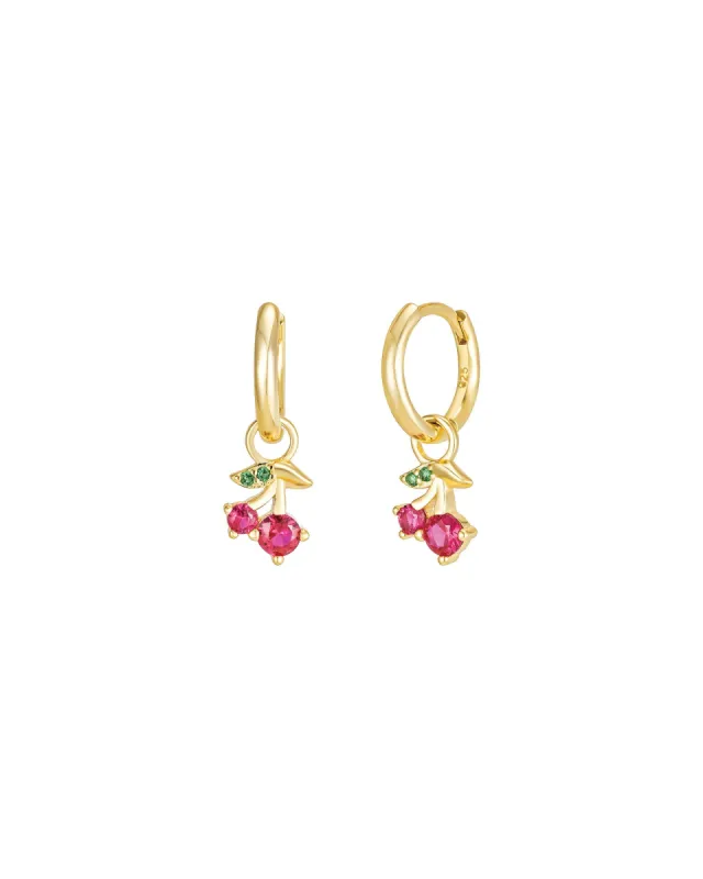 Cherry Drop Huggies | 12mm sold by Blue Ruby