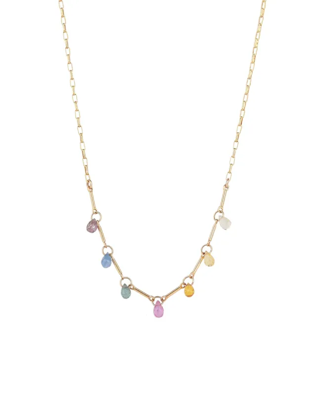 Mixed Teardrop Stone Chain Necklace sold by Blue Ruby
