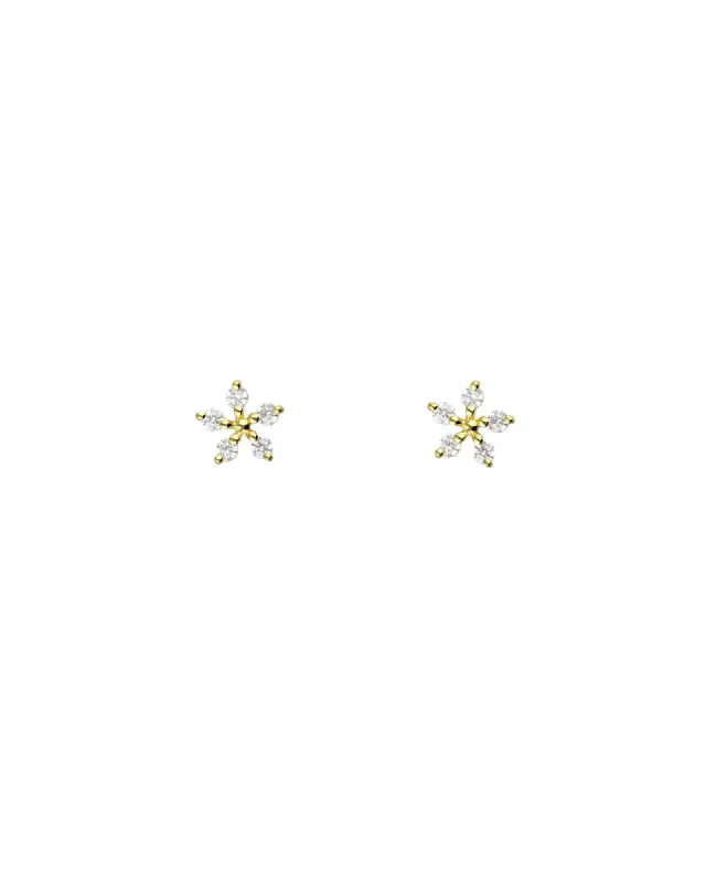 Five Petal CZ Flower Studs sold by Blue Ruby