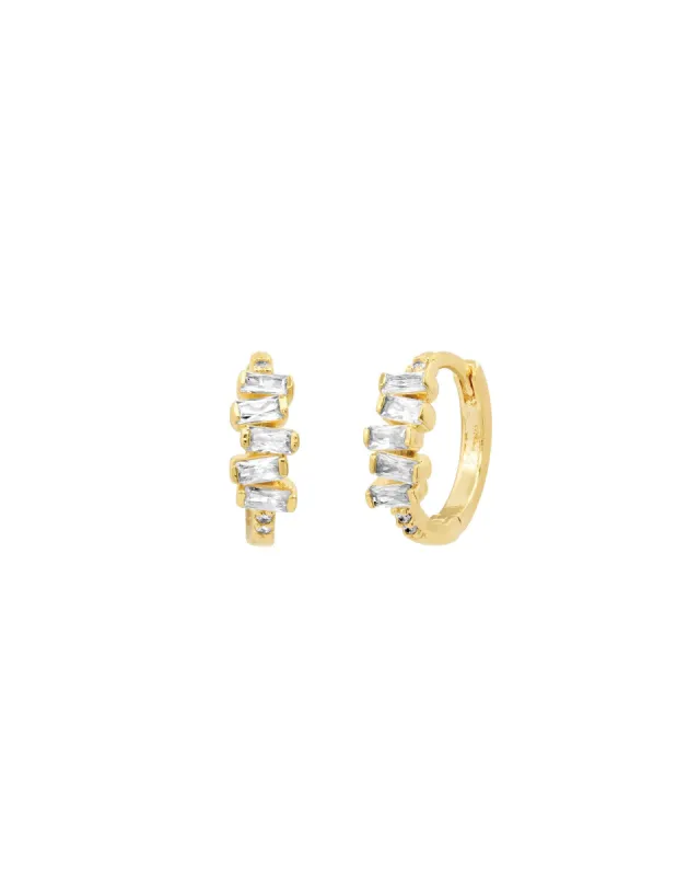 Stacked Baguette Huggies I 14mm sold by Blue Ruby