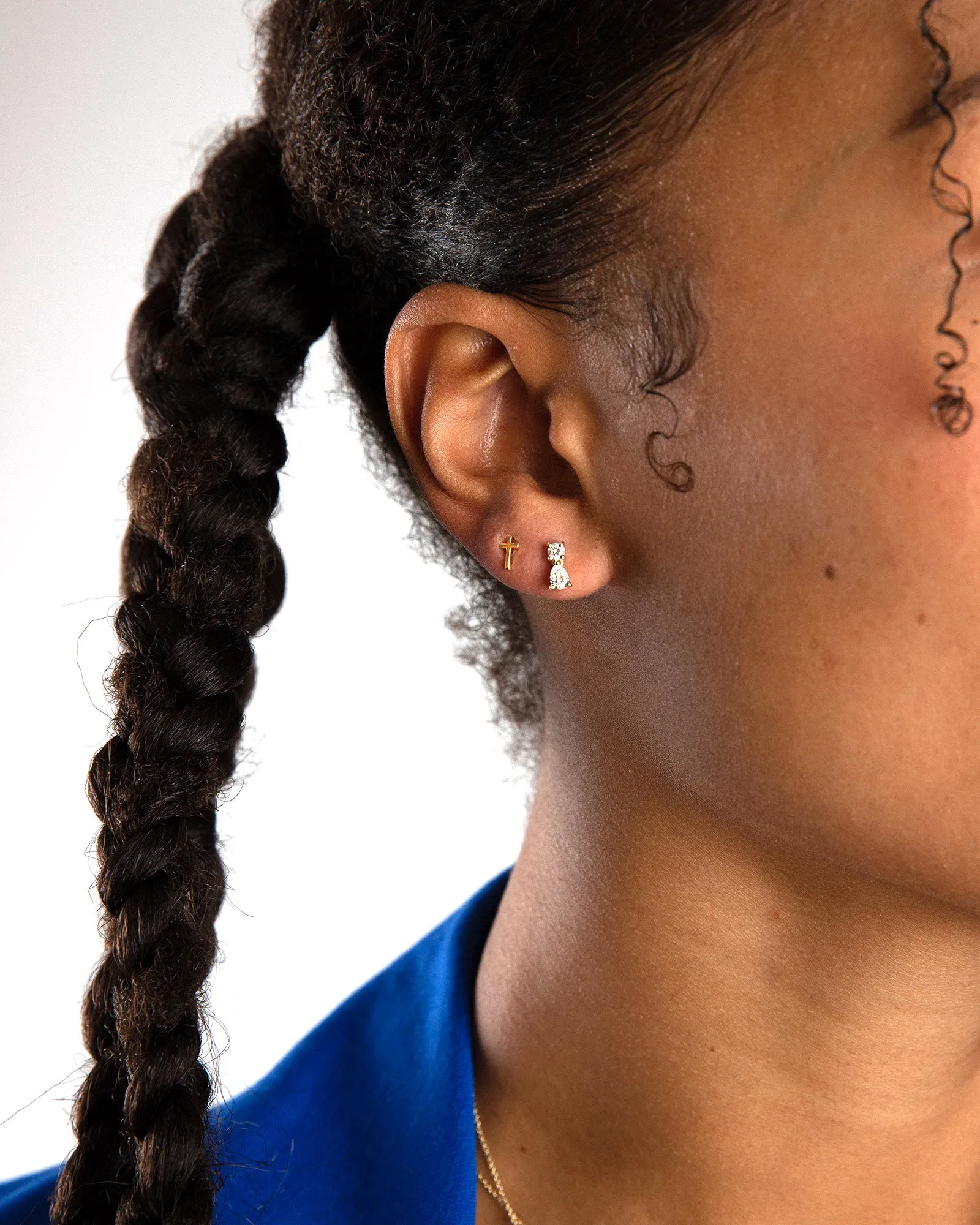 Pavé Cross Stud | 6mm sold by Blue Ruby product image thumbnail 2