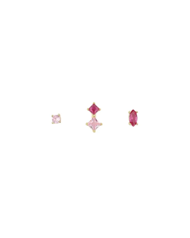 Double CZ Marquise Stud + 1 CZ Stud Set sold by Blue Ruby