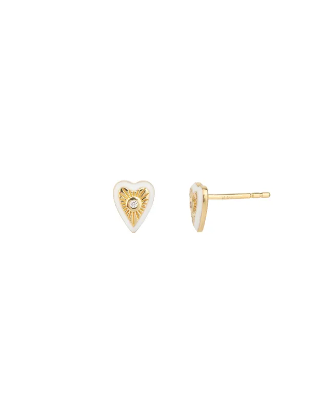 Enamel Diamond Heart Studs sold by Blue Ruby