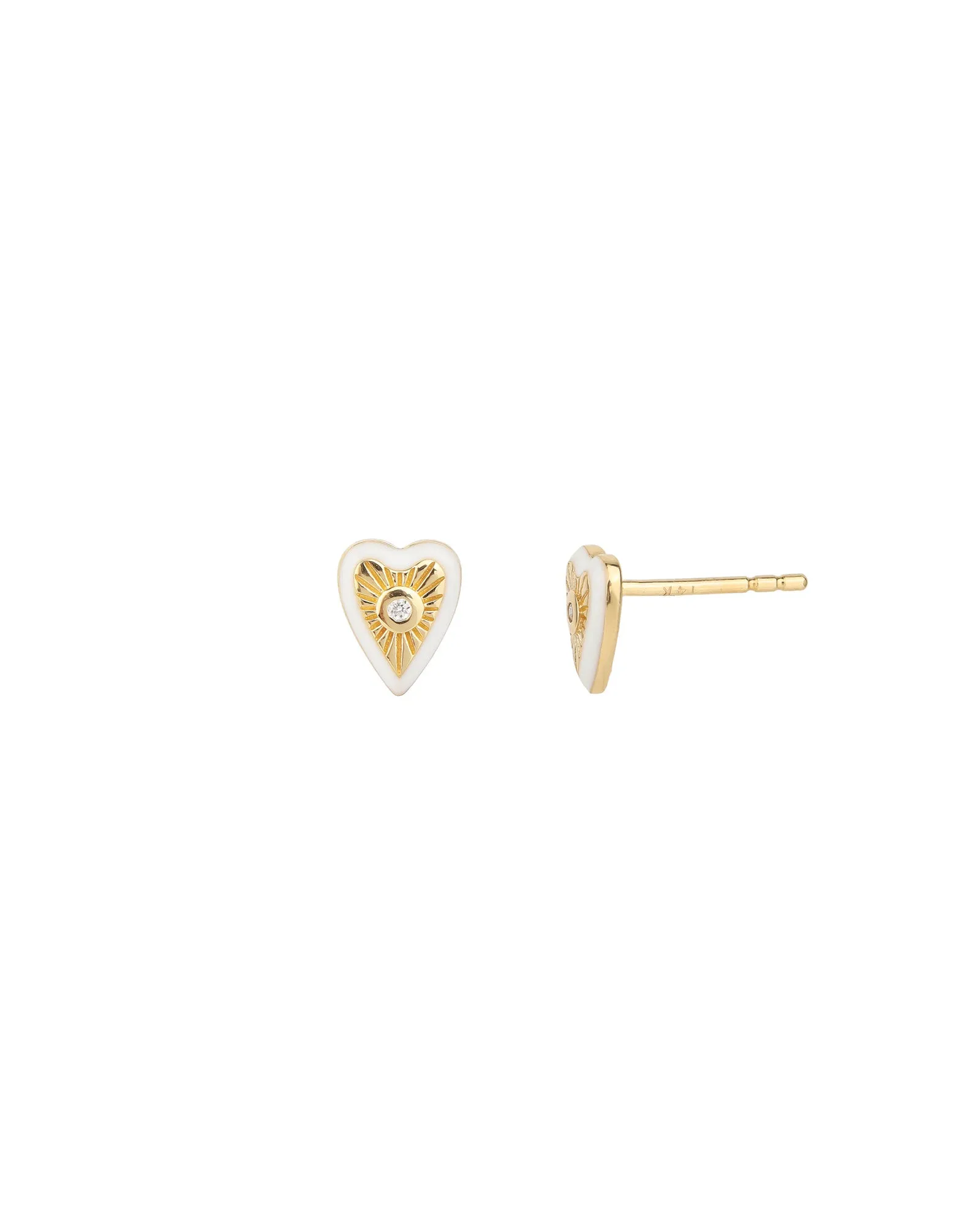 Enamel Diamond Heart Studs sold by Blue Ruby