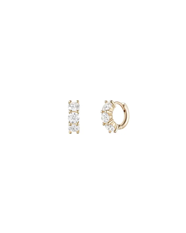 Trio CZ Prong Huggies | 11mm sold by Blue Ruby