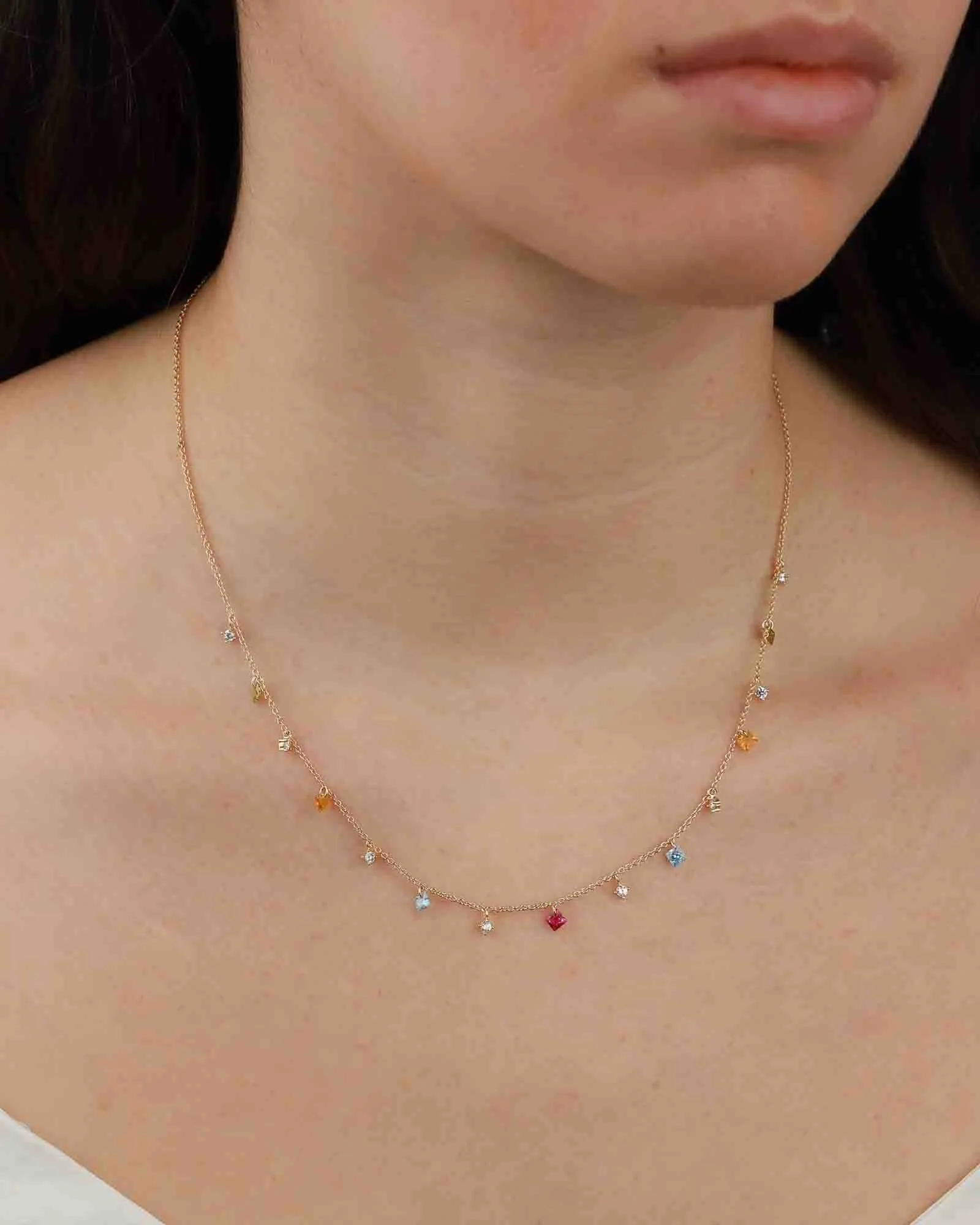 Multi Coloured Dangle Chain Necklace sold by Blue Ruby product image thumbnail 2