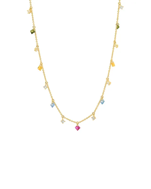 Multi Coloured Dangle Chain Necklace sold by Blue Ruby