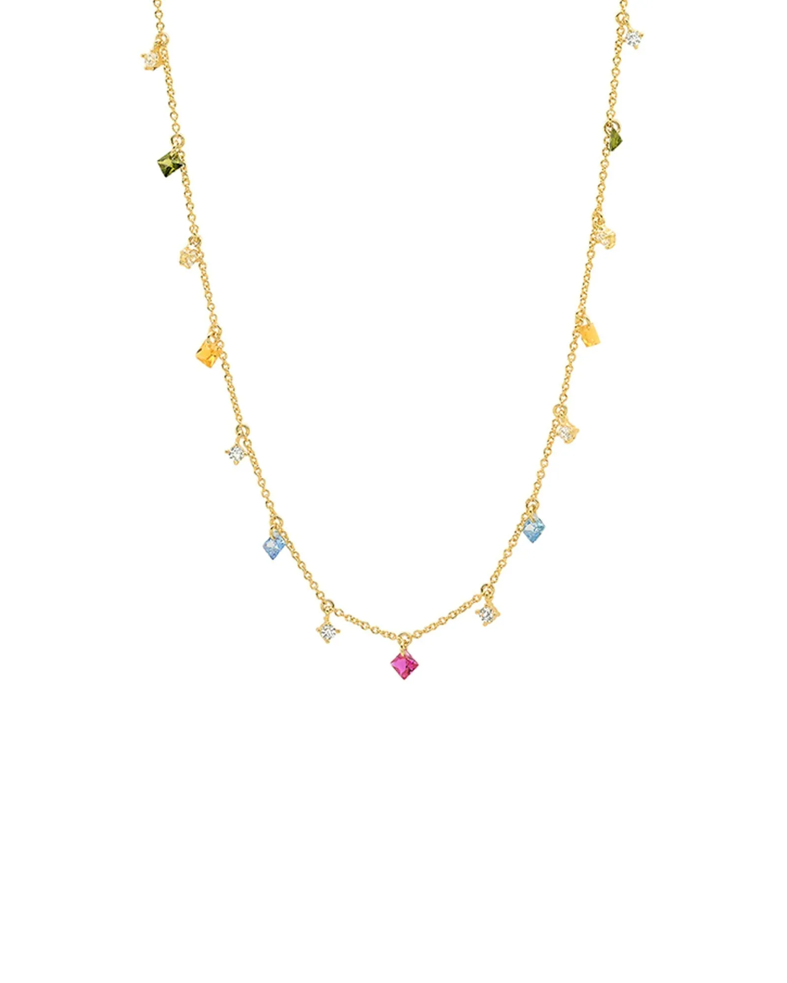 Multi Coloured Dangle Chain Necklace sold by Blue Ruby