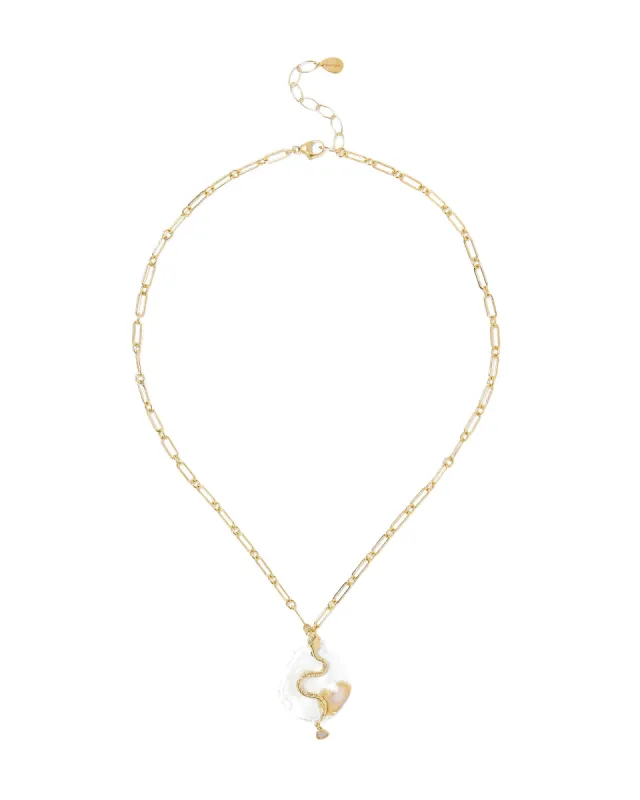 Snake Pearl Coin Diamond Necklace sold by Blue Ruby