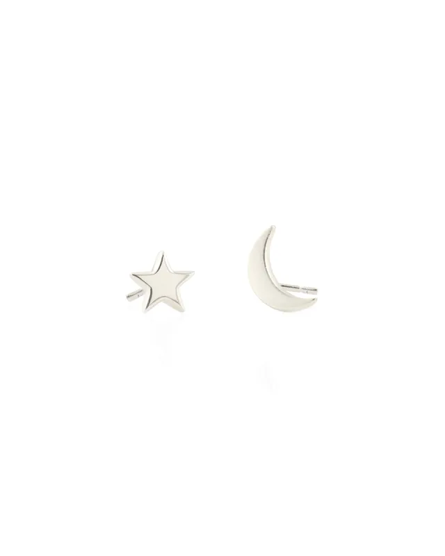 Star + Moon Stud Earrings sold by Blue Ruby