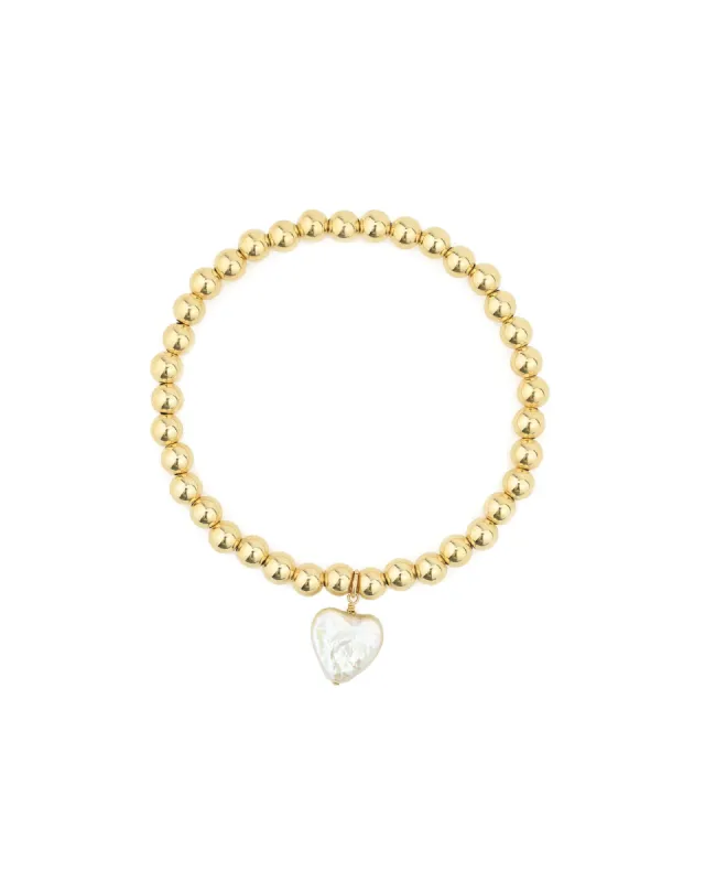 Beaded Pearl Heart Drop Bracelet sold by Blue Ruby