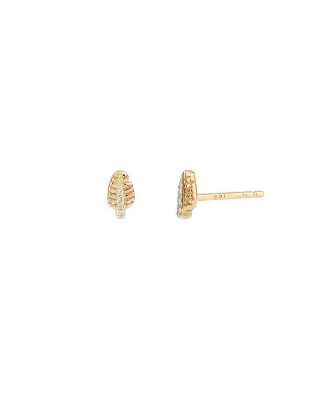 Diamond Leaf Studs sold by Blue Ruby