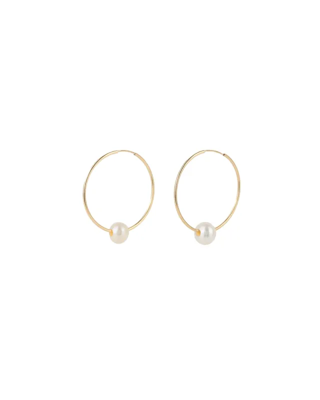 Floating Pearl Hoops I 35mm sold by Blue Ruby