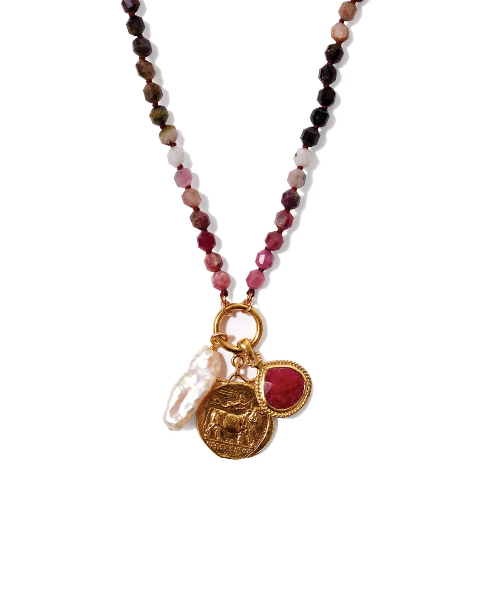 Mixed Stone Cluster Necklace sold by Blue Ruby