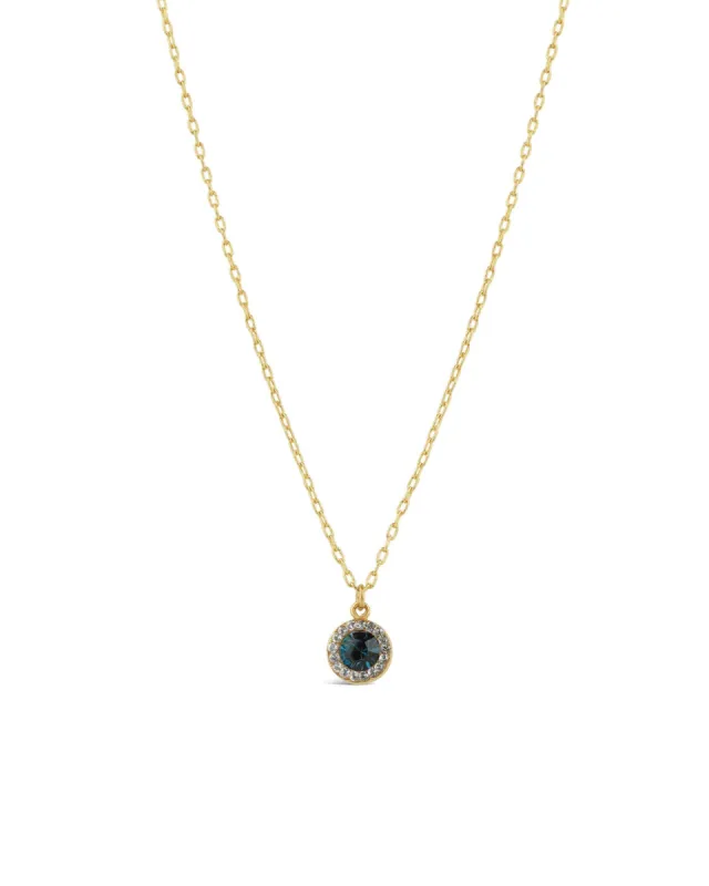 Round Pavé Halo Necklace sold by Blue Ruby