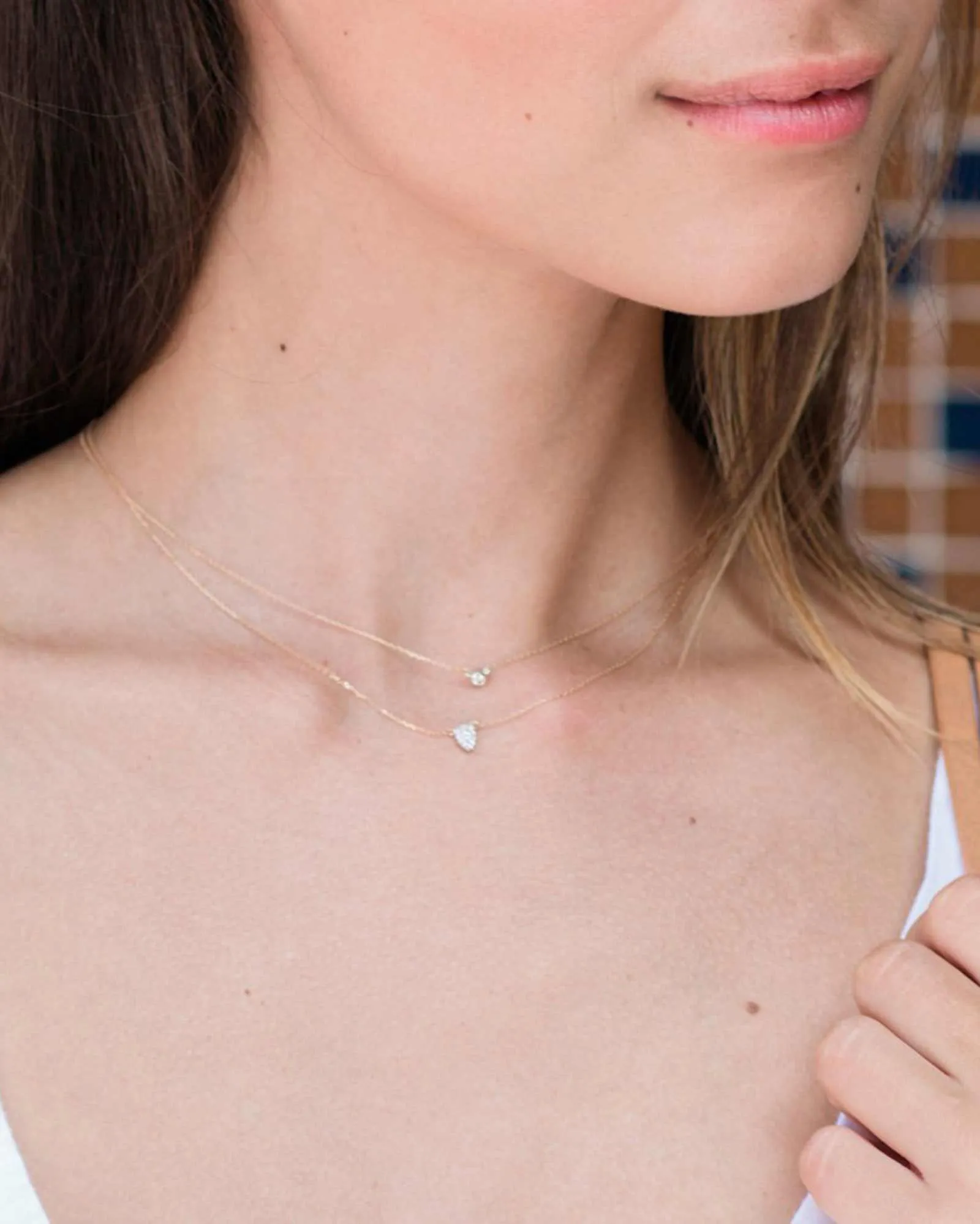 Super Tiny Solid Pavé Teardrop Necklace sold by Blue Ruby product image thumbnail 2
