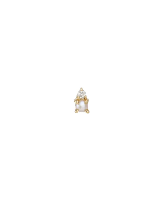 Pearl + Diamond Stud sold by Blue Ruby