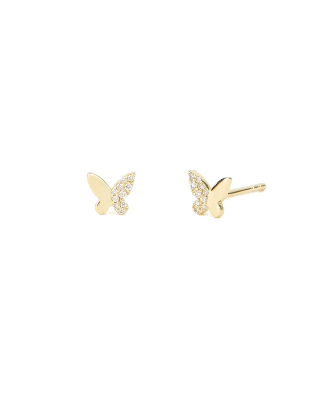 Butterfly Half Pavé Studs sold by Blue Ruby