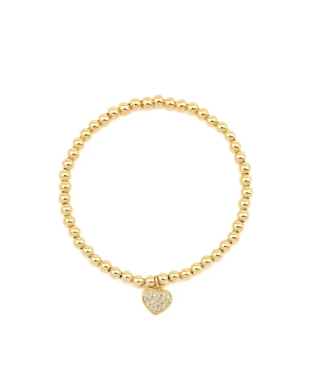 Pavé Heart Beaded Bracelet | 4mm sold by Blue Ruby
