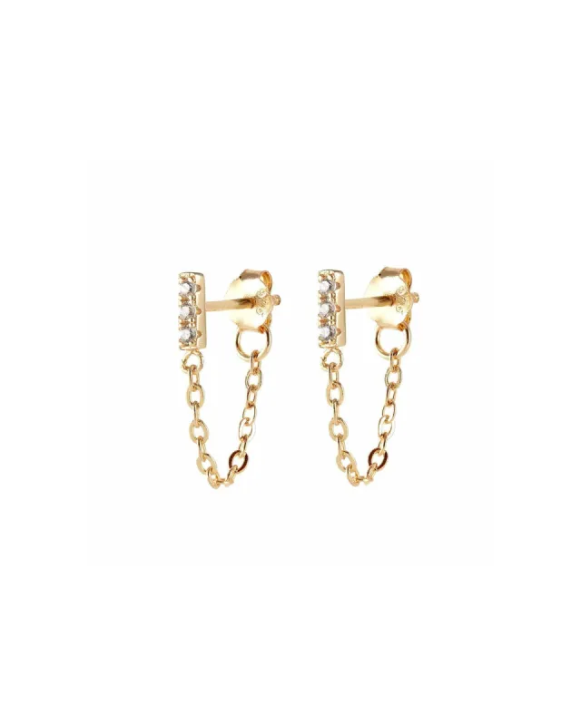Pavé Bar Chain Stud Earrings sold by Blue Ruby
