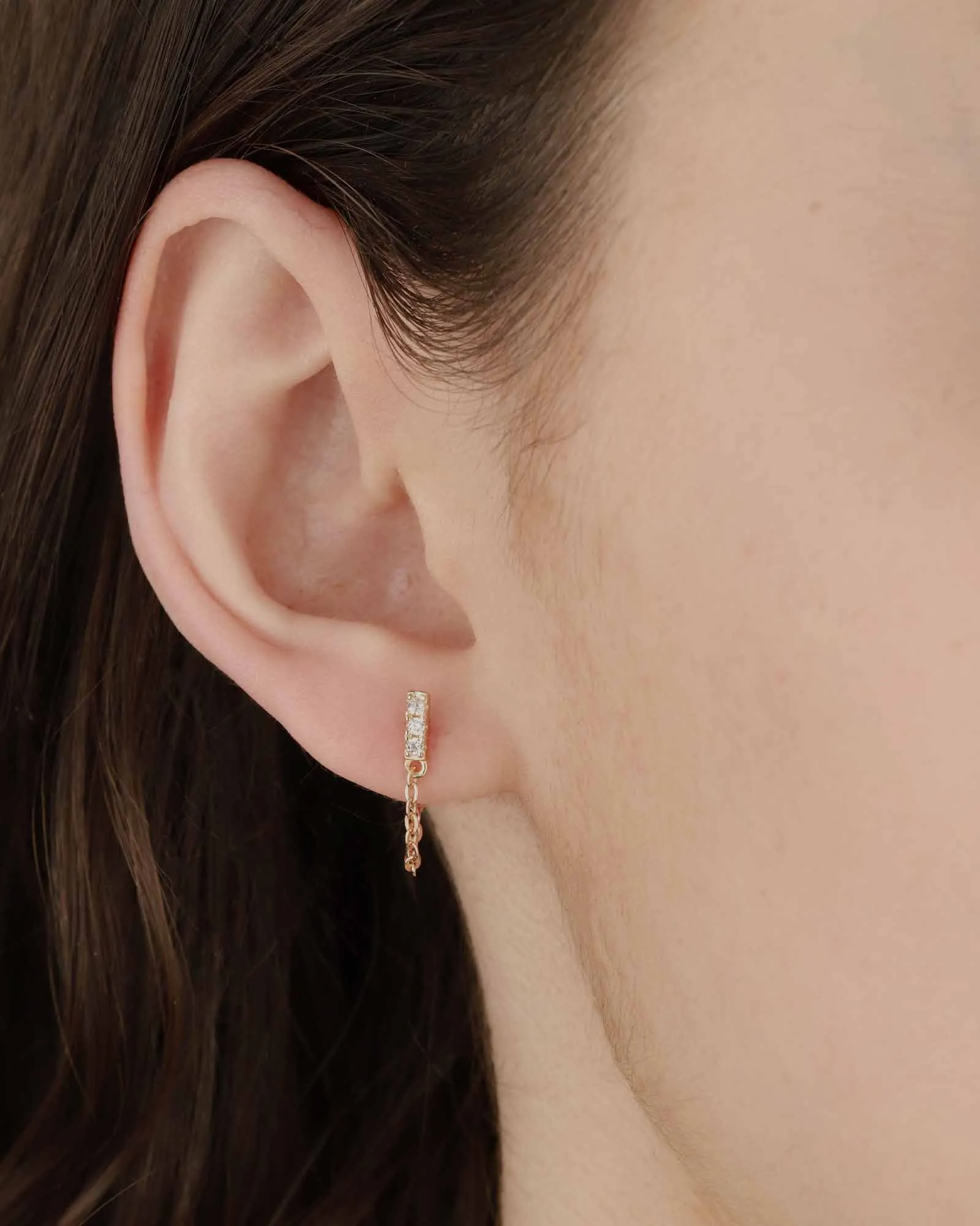 Pavé Bar Chain Stud Earrings sold by Blue Ruby product image thumbnail 2