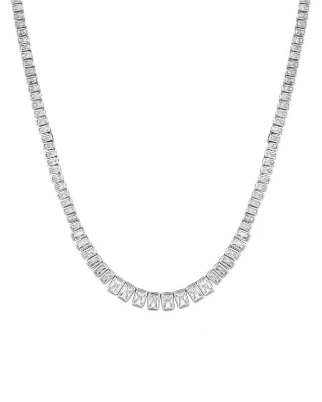The Emerald Bezel Tennis Necklace made by Luv Aj