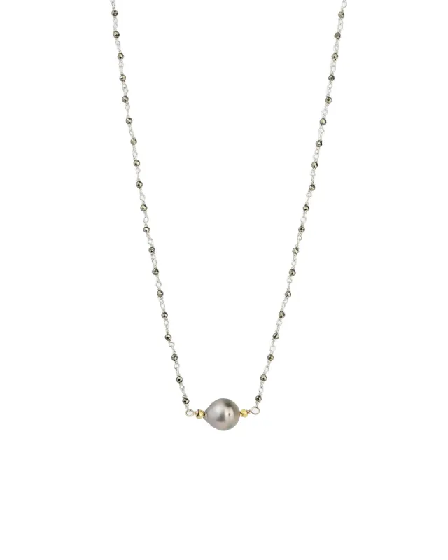 Beaded Chain Tahitian Pearl Necklace sold by Blue Ruby