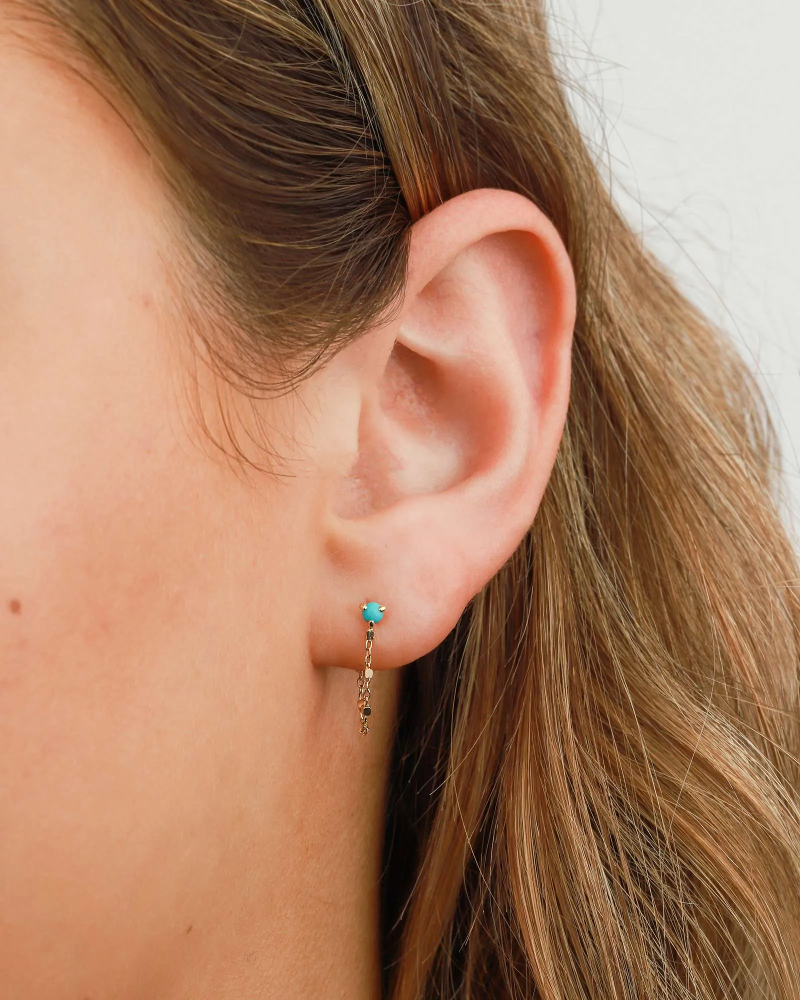 Turquoise Bezel Chain Studs sold by Blue Ruby product image thumbnail 2