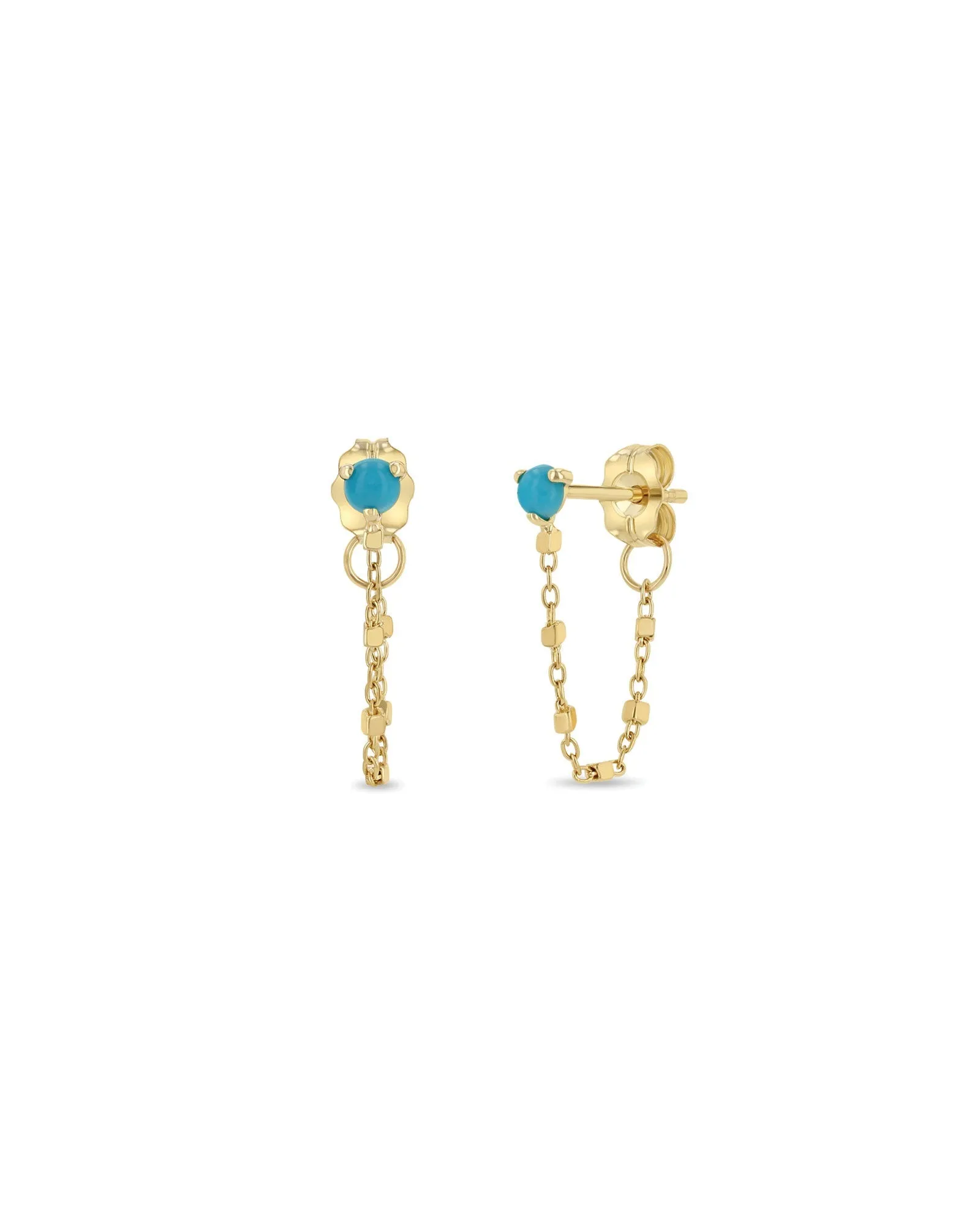 Turquoise Bezel Chain Studs sold by Blue Ruby