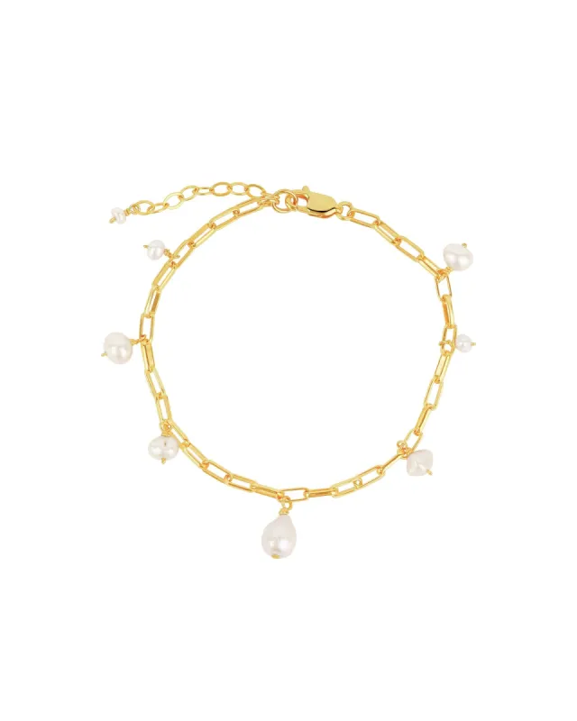 Mixed Pearl Drop Chain Bracelet sold by Blue Ruby