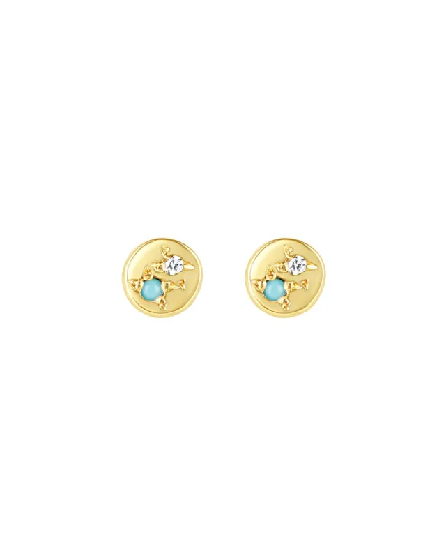 Circle Stud I Turquoise + Diamond sold by Blue Ruby