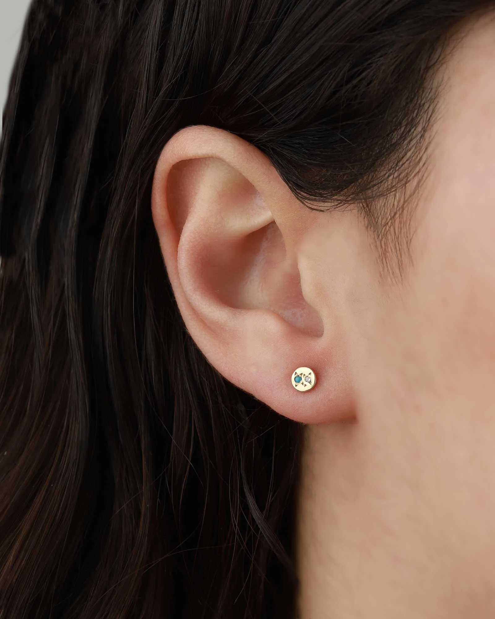 Circle Stud I Turquoise + Diamond sold by Blue Ruby product image thumbnail 2