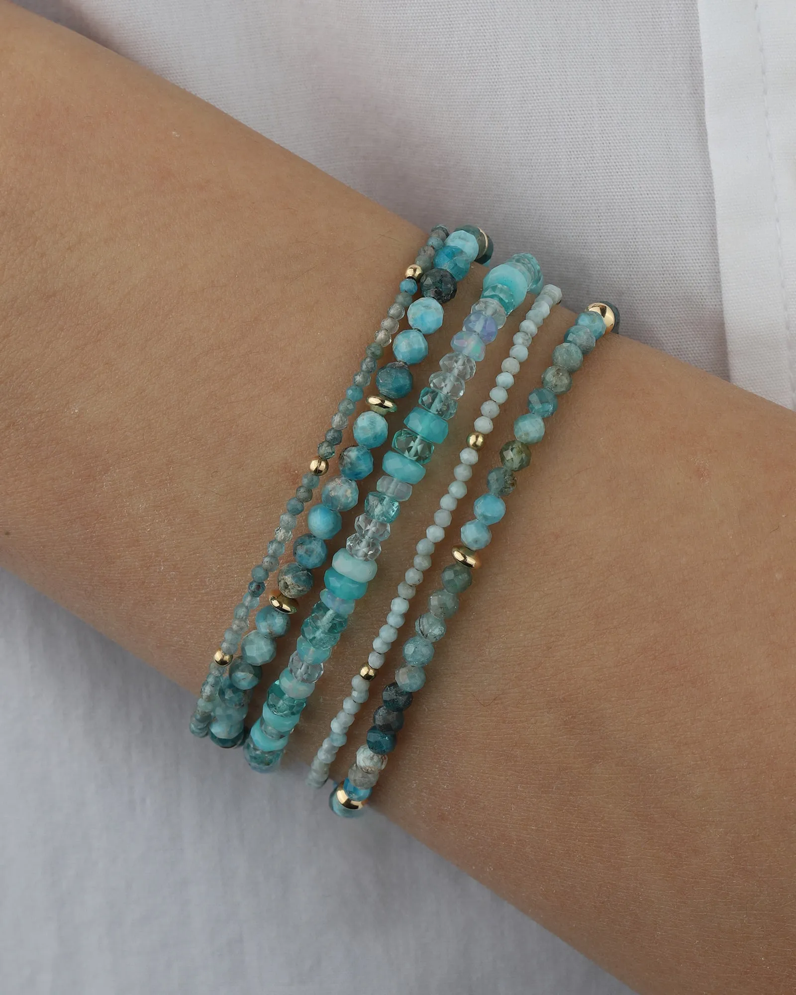 Apatite Mix Five Saucer Bracelet | 4mm sold by Blue Ruby product image thumbnail 2