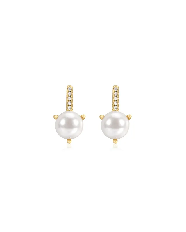 Pavé Post Pearl Studs sold by Blue Ruby
