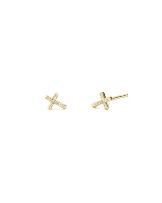 Cross Pavé Studs sold by Blue Ruby