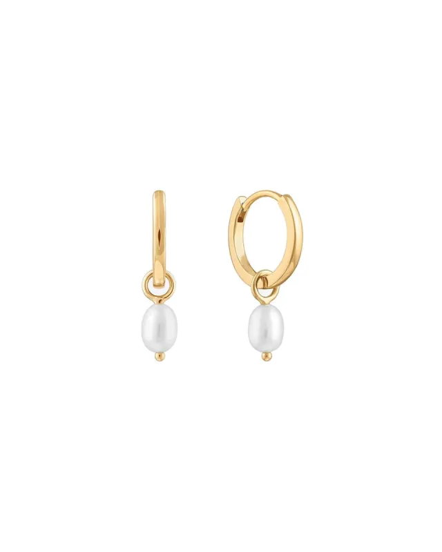 Pearl Drop Huggies | 12mm sold by Blue Ruby