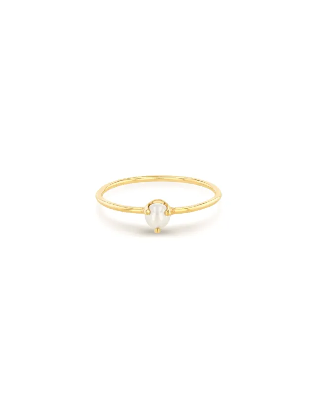Single Prong Pearl Ring sold by Blue Ruby