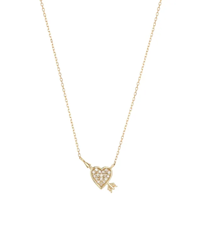 Tiny Pavé Heart + Arrow Necklace sold by Blue Ruby