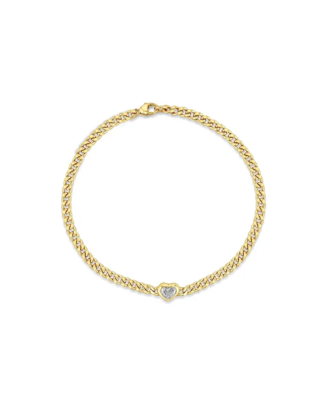 CZ Heart Curb Bracelet sold by Blue Ruby