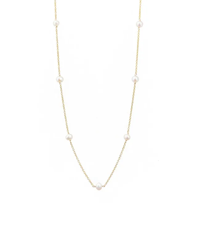 32" Pearl Station Necklace sold by Blue Ruby