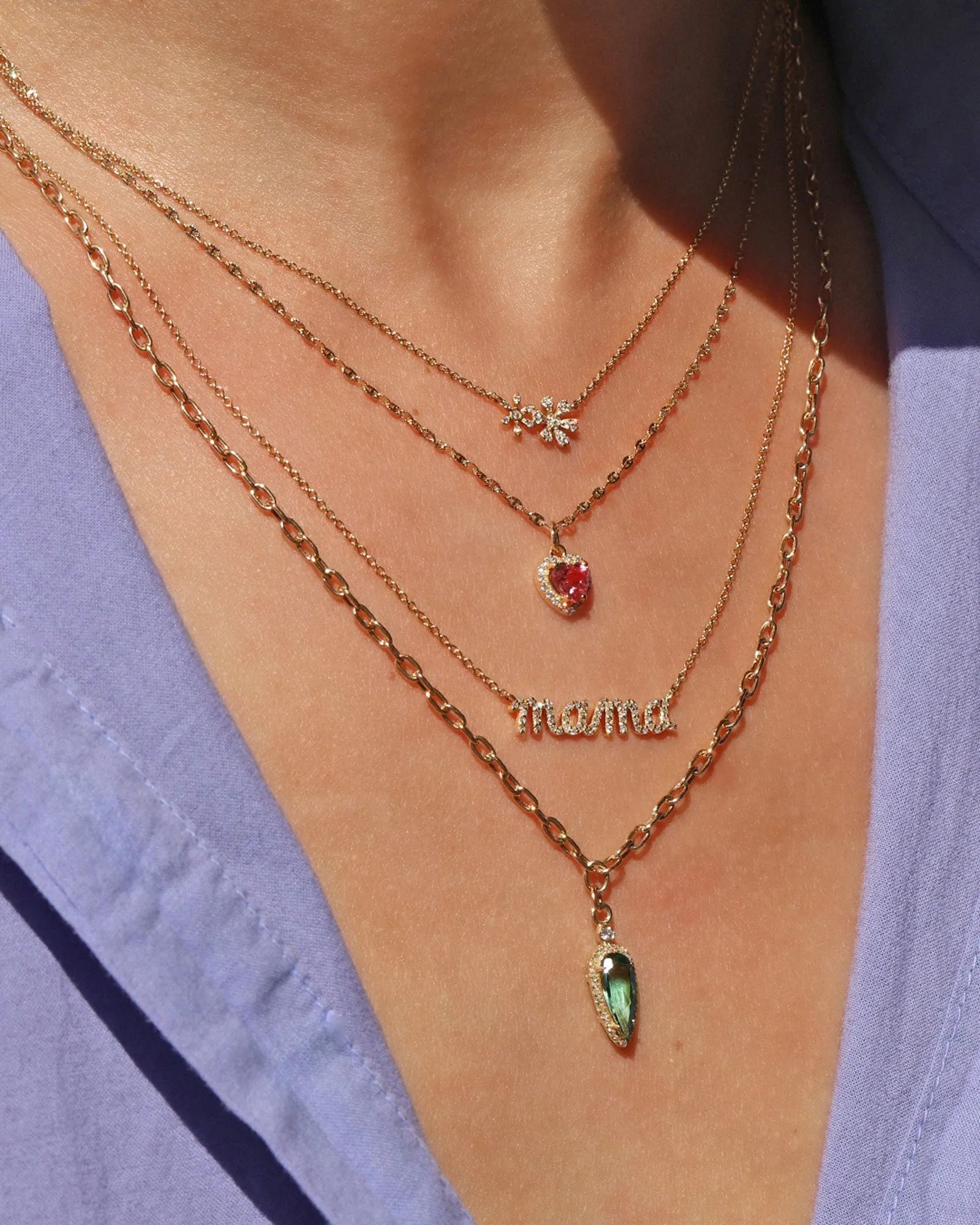 Heart Diamond Halo Stardust Chain Necklace sold by Blue Ruby product image thumbnail 2