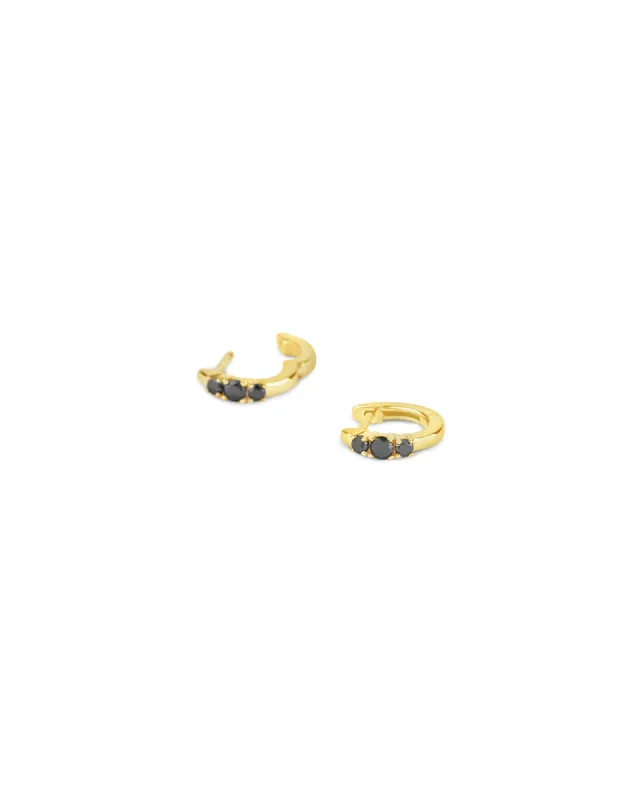 Three Black Diamond Huggies | 11mm sold by Blue Ruby