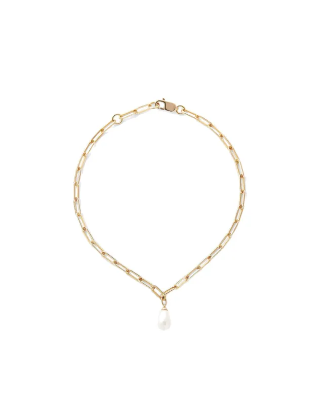 Pearl Drop Paperclip Bracelet sold by Blue Ruby
