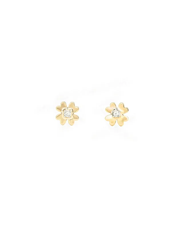Tiny Diamond Clover Studs sold by Blue Ruby