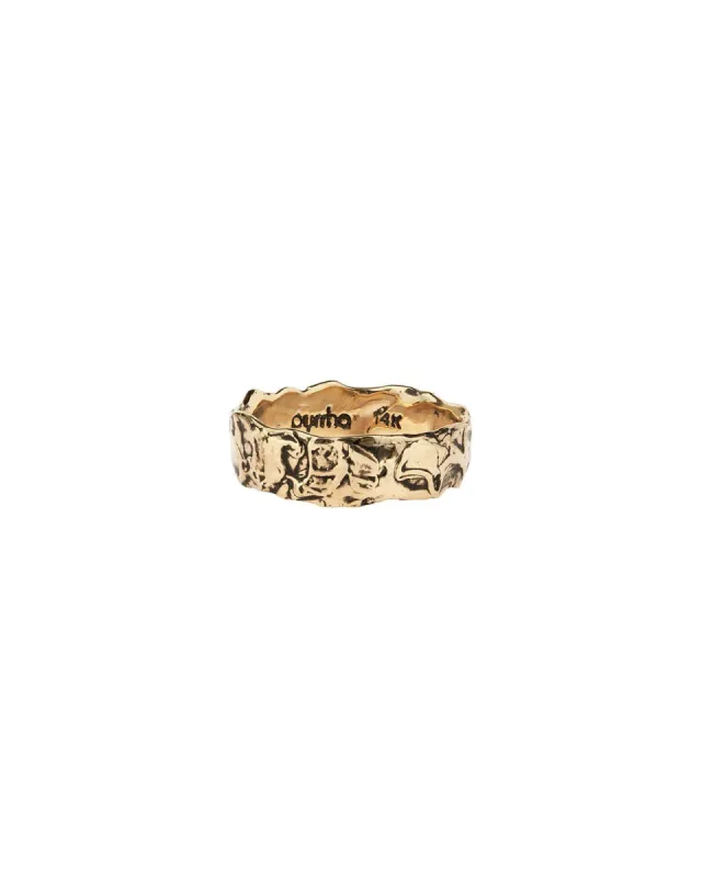 14k Gold Wide Texture Band Ring sold by Blue Ruby