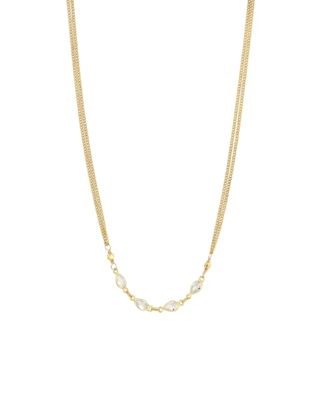 4 Teardrop CZ 2 Chain Necklace sold by Blue Ruby