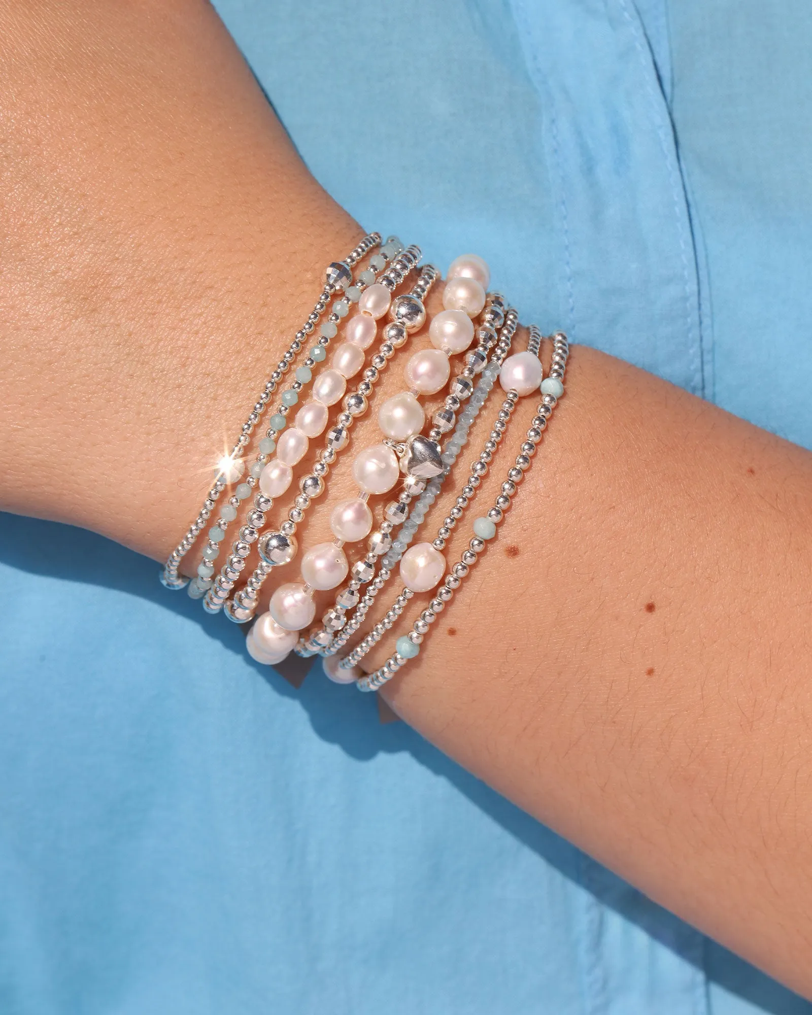 Beaded Station Pearl Bracelet | 2mm sold by Blue Ruby product image thumbnail 2